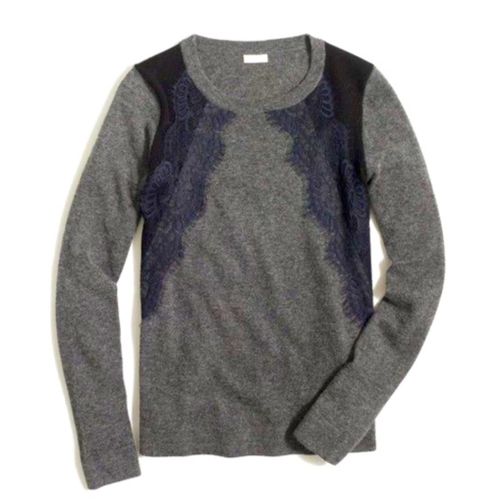 J. Crew Lace Detail Crewneck Sweater